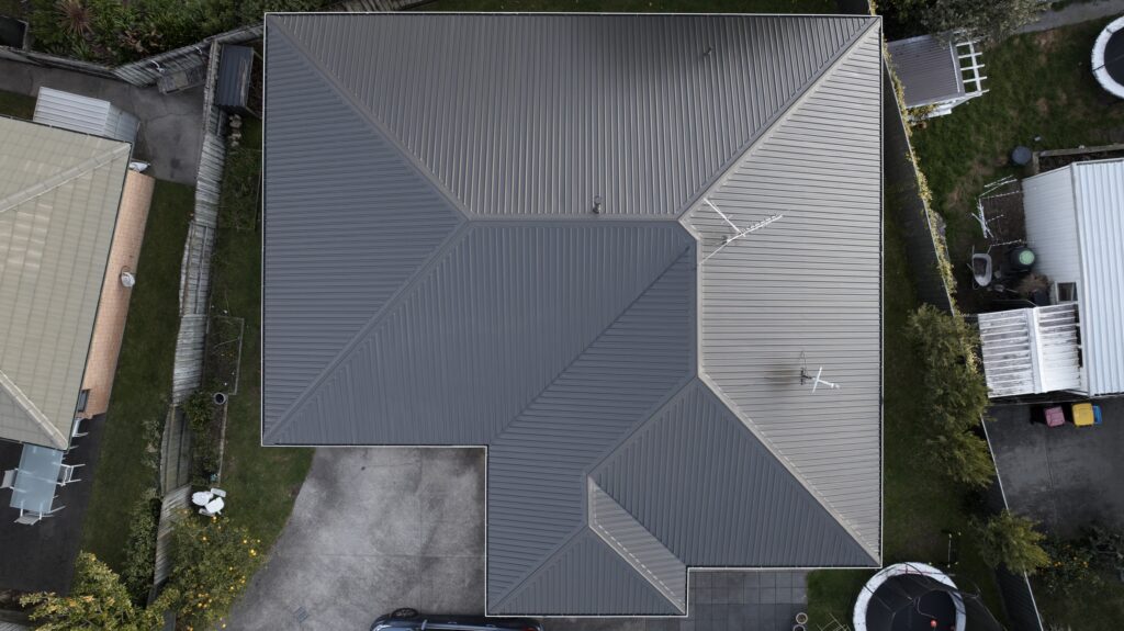After: completed PROSHIELD roof coating, aerial view